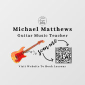 ギター教師の音楽レッスン　広告　QRコード ウィンドウサイン (シート)