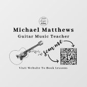 ギター教師の音楽レッスン 広告 QRコード ウィンドウサイン (シート)