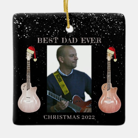 ギター最高のパパ2022年のクリスマスセラミックorname セラミックオーナメント (正面)