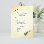 ギター柄イエロー結婚式招待状 出欠カード (スタンド正面)