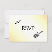 ギター柄イエロー結婚式招待状 出欠カード (裏面)
