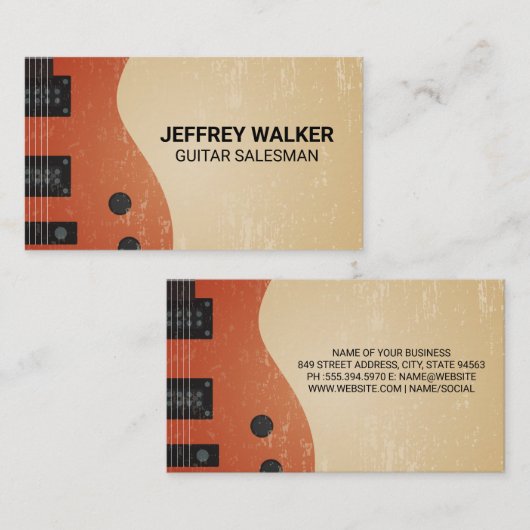 ギター楽器グラニー背景 名刺 (正面/裏面)