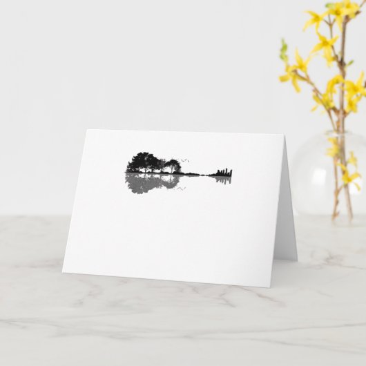 ギター湖の影 愛のギター ギフト 音楽愛好家 カード (黄色い花)