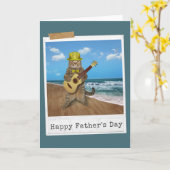 ギター猫の父の日カード カード (黄色い花)