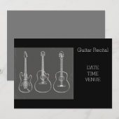 ギター発表会 おしゃれな演奏 招待状 (正面/裏面)