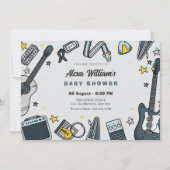 ギター装置のベビーシャワー 招待状 (正面)