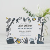 ギター装置のベビーシャワー 招待状 (スタンド正面)