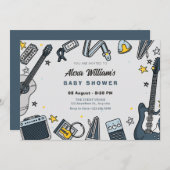 ギター装置のベビーシャワー 招待状 (正面/裏面)