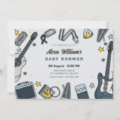 ギター装置のベビーシャワー 招待状 (正面)