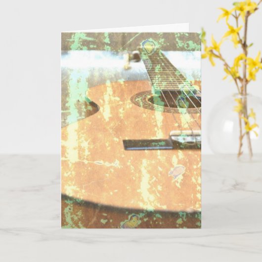 ギター誕生日カード カード (黄色い花)