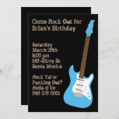 ギター誕生日パーティーの招待 招待状 (正面/裏面)