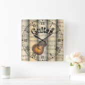 ギター転が~ヴィンテージシート~ユニーク~ スクエア壁時計 (ホーム)