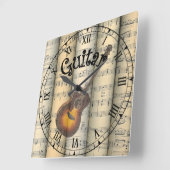 ギター転が~ヴィンテージシート~ユニーク~ スクエア壁時計 (傾斜)