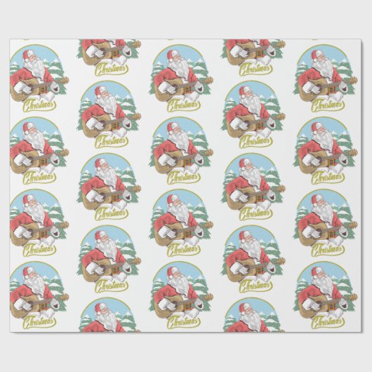 ギター遊のサンタクロース |クリスマス ラッピングペーパー (フラット)