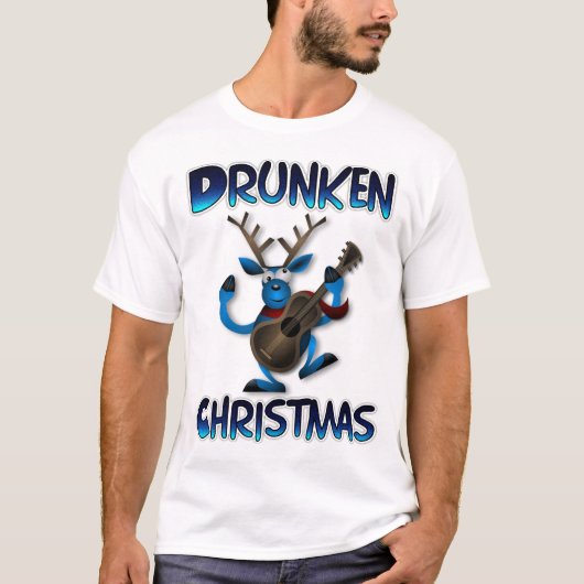 ギター遊の酔ったトナカイの醜いクリスマス Tシャツ (正面)