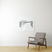 ギター遊は私を作る素晴らし。白黒 タペストリー (インサイチュ(横))