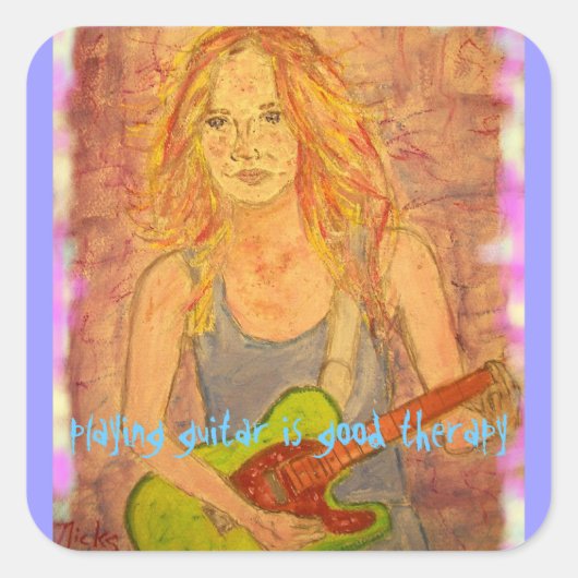 ギター遊は良いセラピーだ スクエアシール (正面)