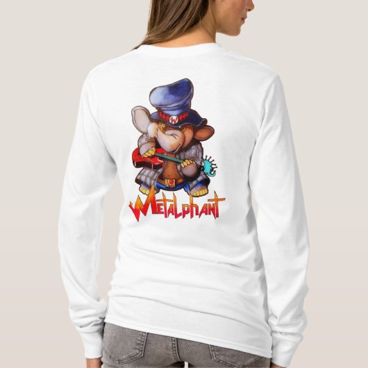 ギター長袖女性用Tシャツ付きメタファント Tシャツ (裏面)