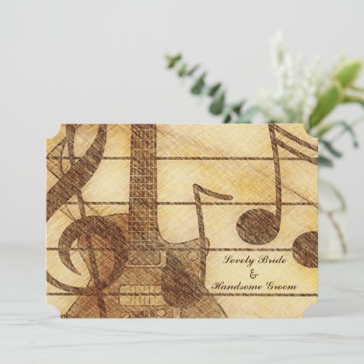 ギター音楽クリームのブラウンの結婚式 招待状 (スタンド正面)