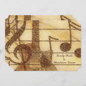 ギター音楽クリームのブラウンの結婚式 招待状 (正面/裏面)