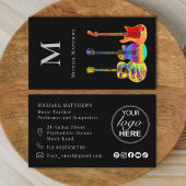 ギター音楽チューターカスタムロゴとソーシャルメディア 名刺