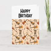 ギター音楽ノートパターン誕生日カード カード (正面)