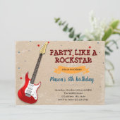 ギター音楽パーティーテーマの招待 招待状 (スタンド正面)