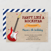 ギター音楽パーティーテーマの招待 招待状 (正面/裏面)