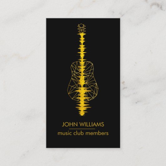 ギター音楽世界の先生プレーヤーの黒の金ゴールドののど 名刺 (正面)