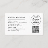 ギター音楽先生カスタムQRコードとロゴ 名刺 (裏面)