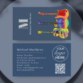 ギター音楽先生カスタムQRコードとロゴ 名刺