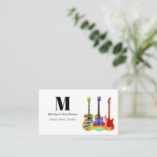 ギター音楽先生QRコードソーシャルメディアカスタム 名刺 (スタンド正面)