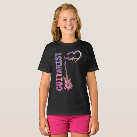 ギター音楽好きのギタリストの鼓動 Tシャツ (正面フル)
