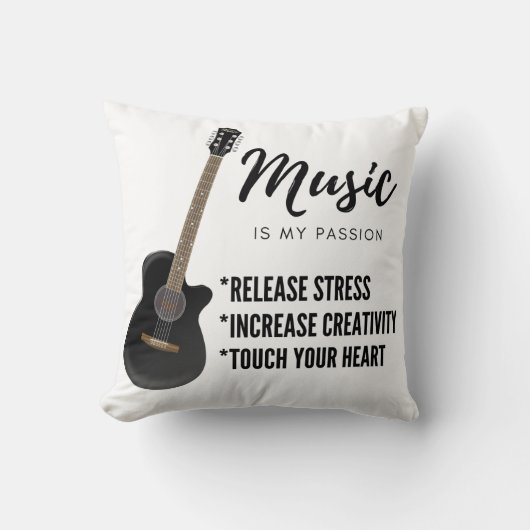 ギター音楽Tシャツフード付きスウェットシャツ クッション (正面)