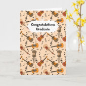 ギター音符パターン卒業カード カード (黄色い花)