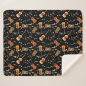 ギター音符パターン シェルパブランケット (正面(横))