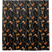 ギター音符パターン シャワーカーテン (正面)