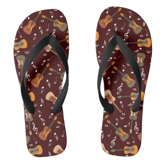 ギター音符パターン ビーチサンダル (フットベッド)