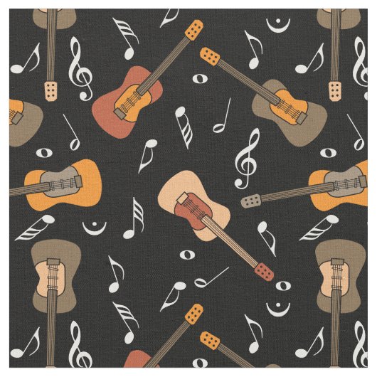 ギター音符パターン ファブリック (クローズアップ)