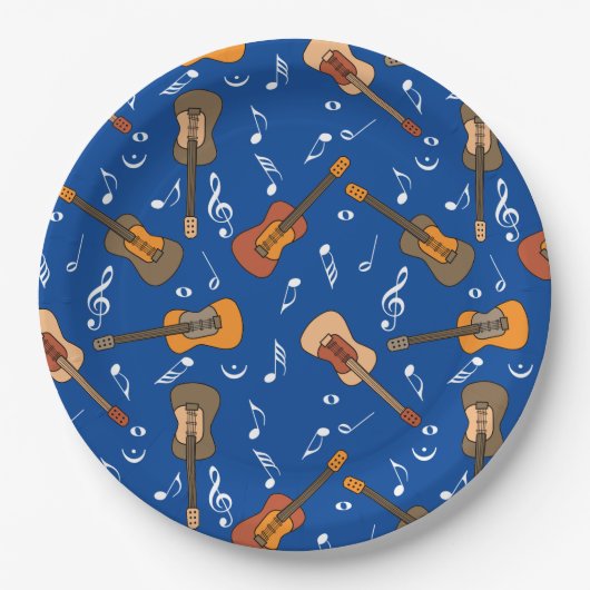 ギター音符パターン ペーパープレート (正面)