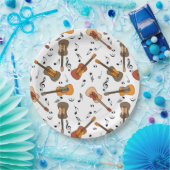 ギター音符パターン ペーパープレート (パーティー)