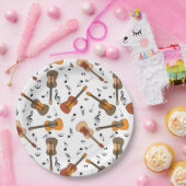 ギター音符パターン ペーパープレート (パーティー)