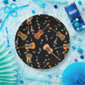 ギター音符パターン ペーパープレート (パーティー)