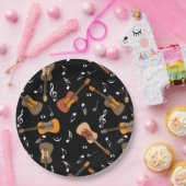 ギター音符パターン ペーパープレート (パーティー)