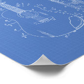 ギター1969特許アート青写真 ポスター (角)