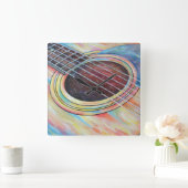 ギター2 スクエア壁時計 (ホーム)