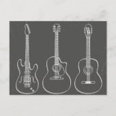 ギター3本のレトログランジミュージック ポストカード (正面)