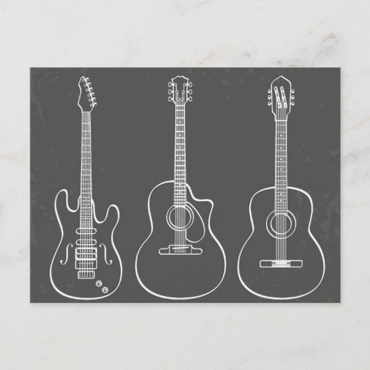 ギター3本のレトログランジミュージック ポストカード (正面)