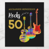 ギター50歳の誕生日パーティパーソナライズされたー ワインラベル (シングルラベル)