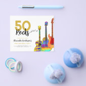 ギター50歳の誕生日パーティーの招待状 チラシ (シングル)